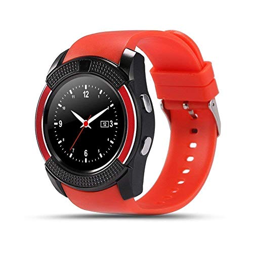 Smartwatch,Anding Bluetooth Smart Watch Damen Herren Fitness Watch mit Kamera Schrittzähler Schlaf-Monitor Synchroner Anruf SMS Benachrichtigung,Unterstützung SIM und TF-Karten,für Android IOS.(Rot)