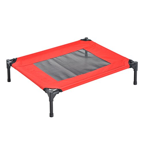 PawHut Cama Mascota para Perros Gatos Camas para Domir Relajar Exterior Terraza Jardín Malla de Ventilación (M: 76 x 61 x 18cm (LxAnxAl))