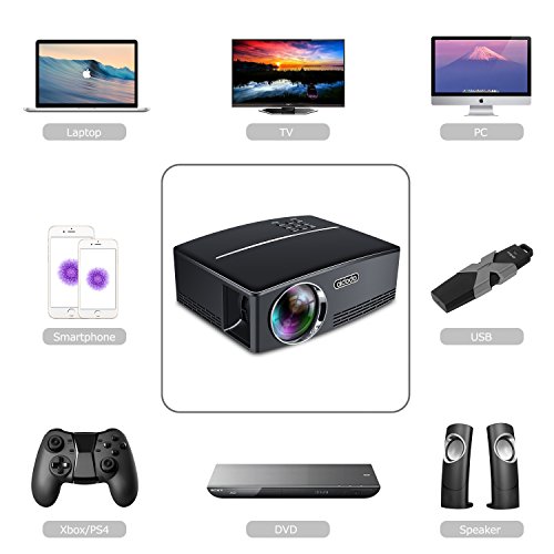 Proyectores  TOQIBO Proyector Port  til 1800 l  menes LED Mini Proyector Home Cinema Port  til Multimedia Cine en Casa con USB SD HDMI VGA para Video Game Movie de Cine