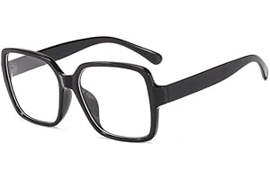 TECH-LINE-DIRECT FASHION ACCESSORIES TECH-LINE-DIRECT 2023 Oversize Eyeglasses Unisex Square Glasses - Black Frames Clear lens