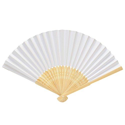 KING DO WAY 20 Stueck Faecher Handfaecher weisse chinesische leeres papier fans darauf kann DIY malen hochzeitsfeier gefallen bambus fan Kinder Faltbar faecher - 2
