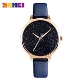 Easy Go Shopping Einfache kreative Starry damenuhr Mode Wasserdichte Leder mädchen Quarz Uhr (Color : 1)