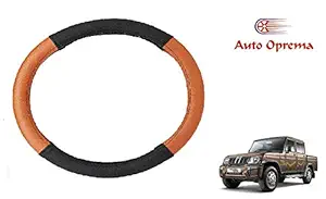 Auto Oprema Leatherette Car Steering Wheel Cover (Black,Tan) for Mahindra%20Bolero%20New Camper Bolero New Camper