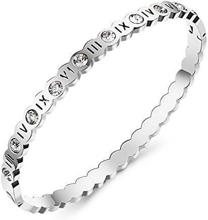 Ischmuck Silver Roman Numerals Numbers Charms Ladies Stainless Steel Bracelet Bangle Wristband Bracelet