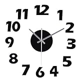 Wanduhr Wasserdichte Moderne DIY Aufkleber Acryl Home Office Decor Geschenk Schwarz