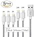 Produktbild iPhone Charger Cable 5Pack [3/3/3/10/10FT] Fast Sync Lightning Cable Charger USB Cable Nylon Braided Cord for iPhone 8/X 7/7 Plus/6/6s/6 Plus/6s Plus,5c/5s/5/SE,iPad Pro/Air/mini,iPod and more (Grey)