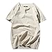Produktbild Herren Leinen T-Shirt Leinen Kurzarmhemd Sommerhemd V-Neck Freizeit Hemd Sommer Leinenhemd Casual Regular Fit Blusen Oberteil (XXXXL, Khaki)