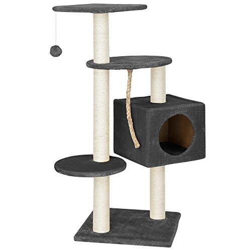 [en.casa] Rascador Para Gatos Árbol Para Gatos Trepar Sisal Juguetes - 40x40x113cm - gris
