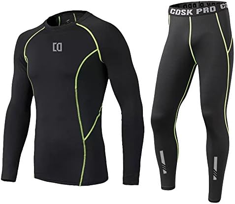 Boys' Performance Compression Base Layer Long Sleeve Top + Bottom Thermal Set for Fitness Running Football Training