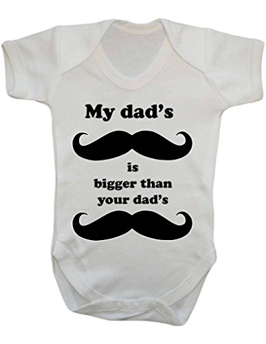 My Dad's Mustache Is Bigger Than Your Dad's Moustache Funny Bearded Dad Baby Bodysuit Babygrow Vest