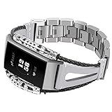 SMILEQ® Ersatzarmband mit Lederarmband für Fitbit Charge 3 (Weiß)