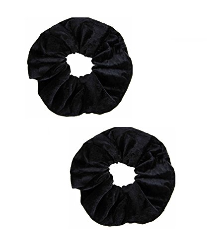 Mytoptrendz® Classic Black Velvet Scrunchie Soft Feel velvet Hair Scrunchy Bobble Velvet Ponytail Elastic PACK of '2' Black