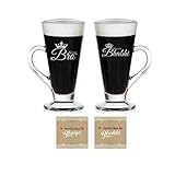 YaYa Cafe™ Anniversary Gifts for Brother Bhabhi King Bro Queen Bhabhi Glass Tea Cups Coaster Set of 4