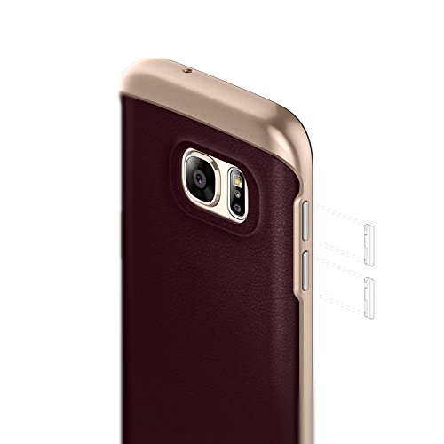 Caseology Funda Galaxy S7   Serie Envoy  Fina Piel de PU Proteccion de Doble Capa Cubierta de Lujo  Borgona - Burgundy  para el Samsung S7  2016 