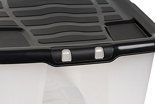 XXL Aufbewahrungsbox „Curve“ mit Deckel aus transparentem Kunststoff. Nutzvolumen von ca. 100 Liter. Stapelbar und nestbar. Maße BxTxH in cm: 80 x 40 x 48 - 3