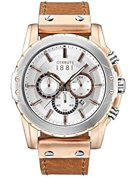 Cerruti 1881 Herren-Armbanduhr MANTORE Analog Quarz Leder CRA130SRT04BR