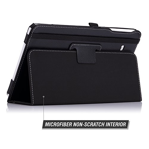 MoKo Tab E 9.6 Hülle – Kunstleder Ständer Schutzhülle Smart Cover mit Stift-Schleife für Samsung Galaxy Tab E 9,6 Zoll (Wifi/4G LTE Version) 2015 Tablet-PC, Schwarz - 5