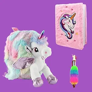 Urban Festivities Unicorn Bag Unicorn Pen Unicorn Diary | Unicorn stationary | Unicorn Combo Set for Girls Kids | stationery set (Design & Colors As Per Stock Availability)