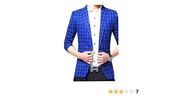 Buy Men Slim Fit Blue Check Blazer Coat 