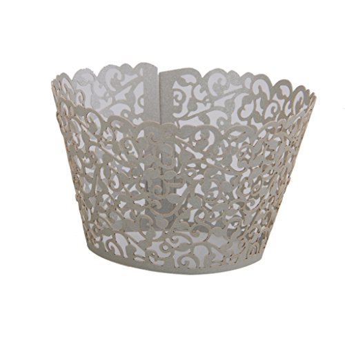 50pcs Cirrusform Dekor Kuchen Cupcake Törtchen Wrapper Verpackung – Silbergrau - 2
