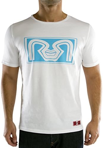 Retro Red Men RR Lips Printed Short Sleeve Crew Neck White Soft Cotton Mens Designer T Shirts - Size XL Extra Large Fits 42 inch Chest