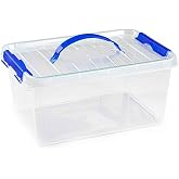 AC - Transparent plastic storage box with handle - No. 22. Container for storing books, clothes, blankets. Capacity 8 litres.