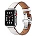 Produktbild BZLine® Armband für Apple Watch 42mm Series 1, Series 2, Series 3, Echtes Butterfly Schnalle Leder Uhrenband Erstatzband Strap Uhrenarmband für iWatch Apple Watch 42mm (Weiß)
