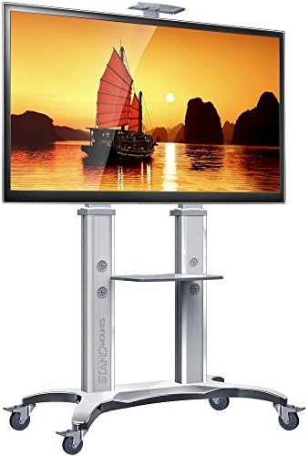 StandMounts TV Stand with Wheels TV Cart Mobile TV Stand for Flat Screens 55-80 Inch LCD LED OLED Plasma Flat Panel TV Stand with Mount TV Cart Heavy Duty up to 125lbs AVF1800-70-1P Silver