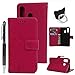 Produktbild idlehour Handyhülle Flip Case für Samsung Galaxy A40, PU Leder Case Cover Magnet Schutzhülle Tasche Schutz Cover Flipcase Etui Brieftasche Flipcover mit Ständer und Magnetverschluss,Rose rot