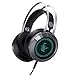 Produktbild AUKEY Gaming Headset Over-Ear 3,5 mm Stereo Virtual Surround Sound Gaming LED Leuchte Kopfhörer mit eingebautem Mikrofon und USB Port für PC / Xbox / One / PS4 / Mobile - Metall Silber & Schwarz