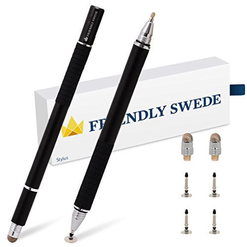 The Friendly Swede 2er-Set 3-in-1 Executive-Eingabestift mit Mikrofaserspitze, Präzisions-Disc und Kugelschreiber (schwarz)