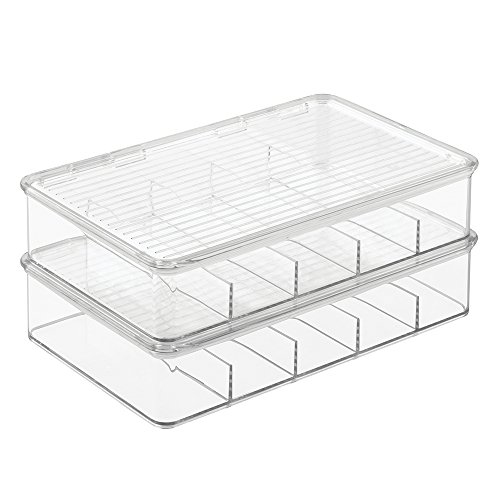 mDesign Aufbewahrungsbox für Bastelbedarf – toller Bastel Organizer mit 5 Fächern – perfekt für Bastelmaterial, wie Glasperlen, Moosgummi und Stoffbänder – durchsichtig - 6