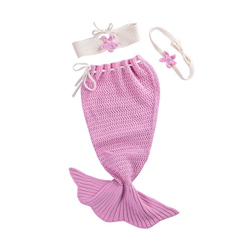 Dorapocket Newborn Baby Wrap Swaddle Blanket Knit Cotton Mermaid Sleeping Bag,Pink