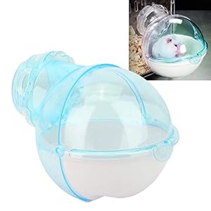 Sheens Hamster Sand Baño, inofensivo Chinchilla Bath House Contenedor de baño de Arena de plástico para pequeños Animales Chinchilla Osos Dorados Oso Negro Hamsters Ratón de jerbo(Azul)