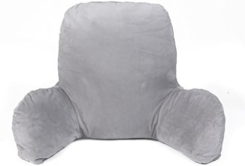 Reading Pillow Bedrest Reading Arm Pillows Plush Bed Rest for Lower &amp; Upper Back &amp; Head Support Grey