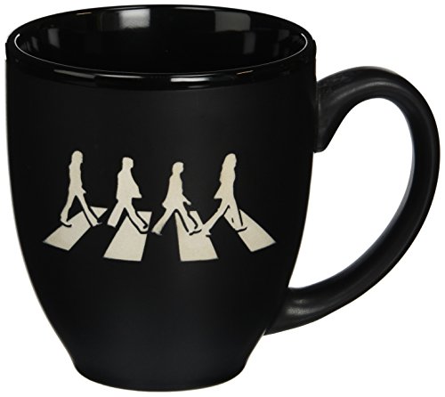 The Beatles Abbey Road Band White Logo Matt Black Coffee Tea Gift Mug Official