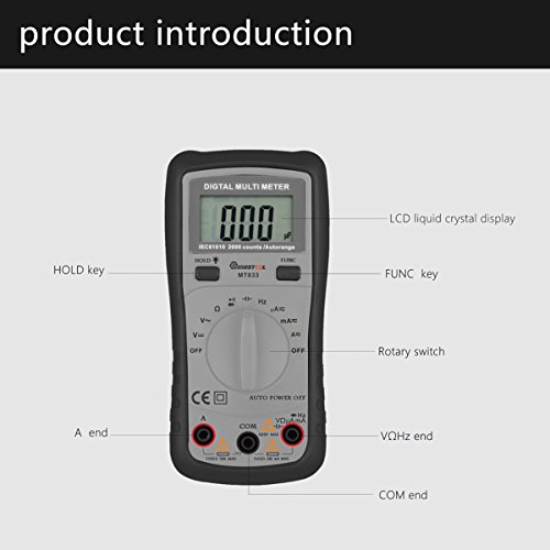 Digital Multimeter, M.Way 2000 Auto Range AC Spannungsprufer Tragbare Prufvorrichtung Messung von Spannung Strom Widerstand Dioden Messinstrument mit Hintergrundbeleuchtung - 2
