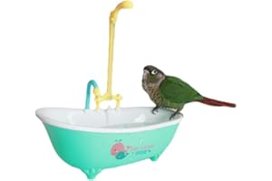 Heall Parrot Automatic Bathtub Toy Bird Bath Fountain Indoor Automatic Bathtub with Faucet Bird Bath Shower Tub for Lovebird (Not Included Batteries) Automatic Bird Bathtub