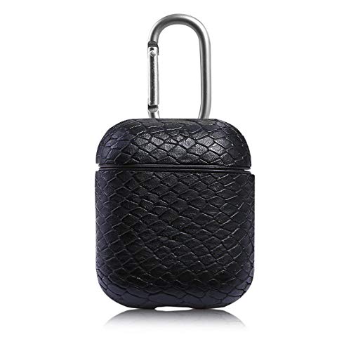 Preisvergleich Produktbild Dreameryoly Fallabdeckung für AirPods Kopfhörer Fall Leder Drahtlose Bluetooth Aufbewahrungsbox Abdeckung Schlange Gürtel Haken Stoßfest Wasserdicht Ganzkörper Schutzhülle