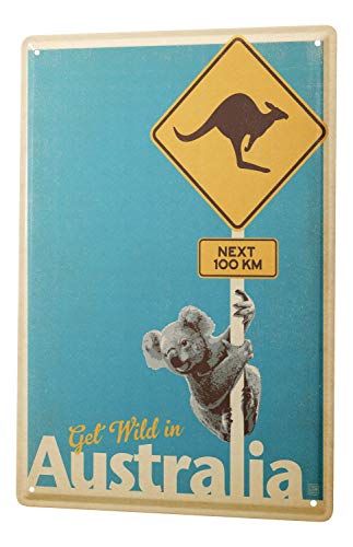 leotie fashion&lifestyle Viaje Por El Mundo Cartel De Chapa Australia canguro koala Letrero Decorativo 20X30 cm