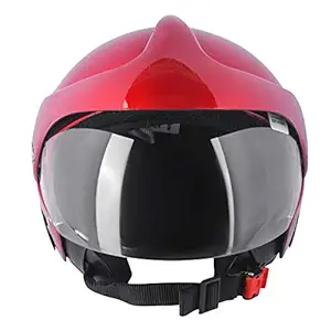 4U Supreme Half Face Helmet Scooty & Bike Riding Helmets with Plain Visor & Strap for Man