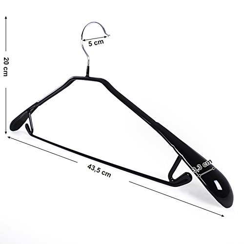 Songmics 10 Stück Breite 3,3 cm Metall antirutsch Kleiderbügel Garderobenbügel für Anzug/Jacke/Hose Schwarz CRI11B-10 - 7
