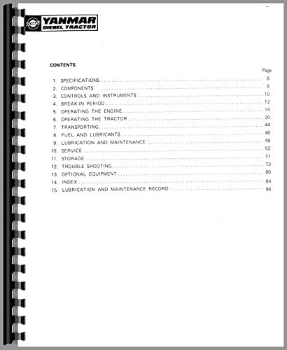 Yanmar YM169 Tractor Operators Manual