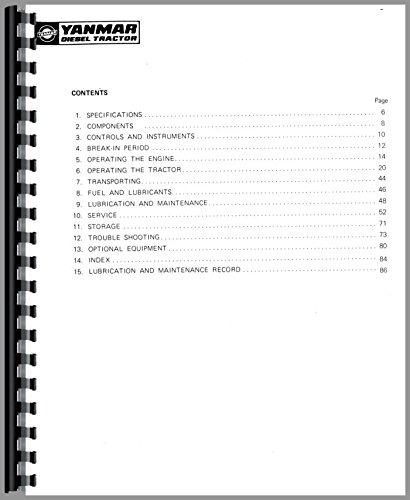 Yanmar YM169 Tractor Operators Manual