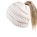 Produktbild JIALI BeanieTail BeanieTail Soft Stretch Zopfstrick Unordnung High Bun Ponytail Beanie Hat weiß weiß