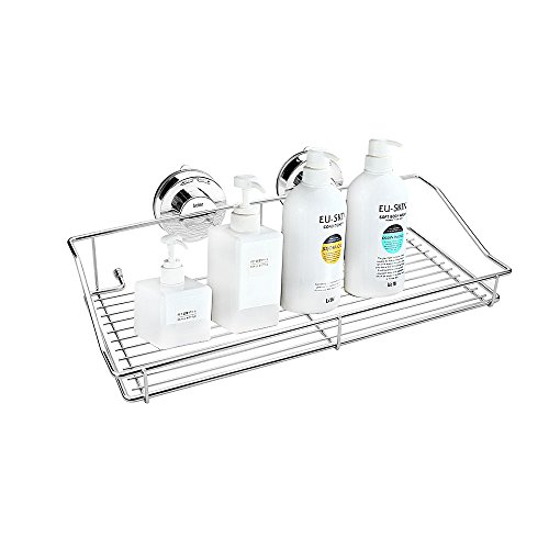 Locisne Edelstahl-Vakuum-Saug-Caddy-Regal Rostfrei mit zwei drehen u. Verriegeln Sie Viereck-super starken Wand-Halter für Küche-Badezimmer-Speicher-Korb - 3