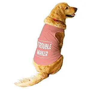 Ruse.Pet Troublemaker Round Neck Sleeveless Vest Tank T-Shirt/Tees for Dog Clothes Summer Apparel.