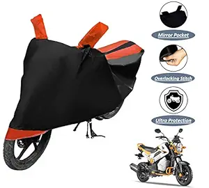 Auto Hub Water Resistant Bike Cover for Honda Navi-(Fabric:-Polyester, Color:-Black/Orange)