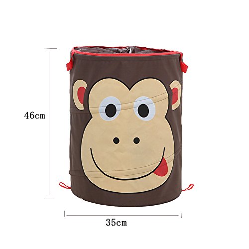 jansroad klappbar Kinder Baby Animal Cartoon Design Spielzeug Aufbewahrungskorb Wäschesammler Schmutzige Kleidung Korb zum Aufhängen Mülleimer, perfekt für Kindergärten Wäschekorb Zimmer Schränken Bett Zimmer Schlafräume, affe, L - 3