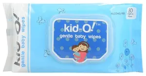 Kido Gentle Baby Wet Wipes, 15 cm x 20 cm (Kido Blue, 80 Count)